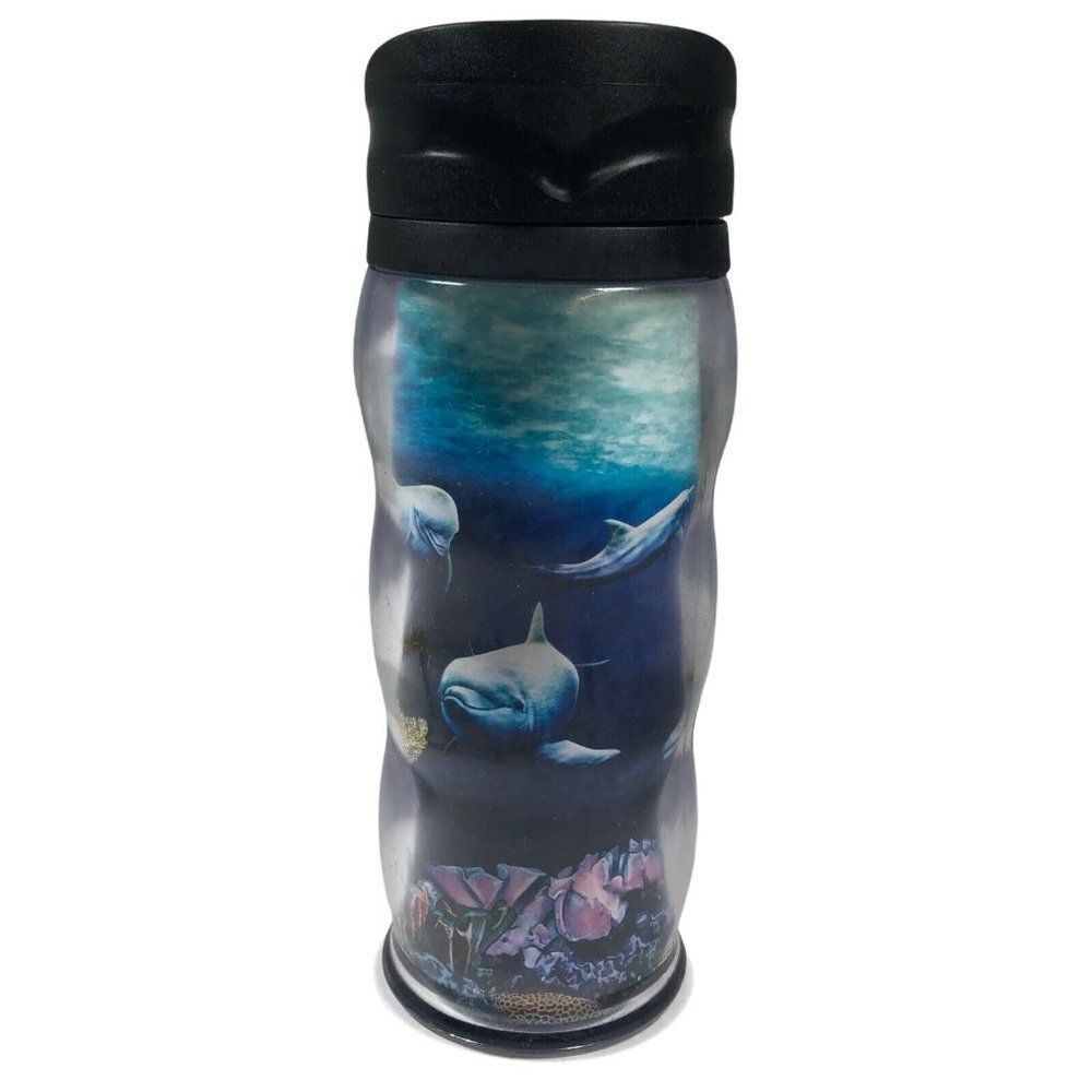 VTG Whirley Drink Works SeaWorld Cup Dolphin Themed Graphics Insulated Lock Lid